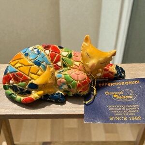 Vintage Colorful Creaciones Velasco Mosaic Cat Figurine